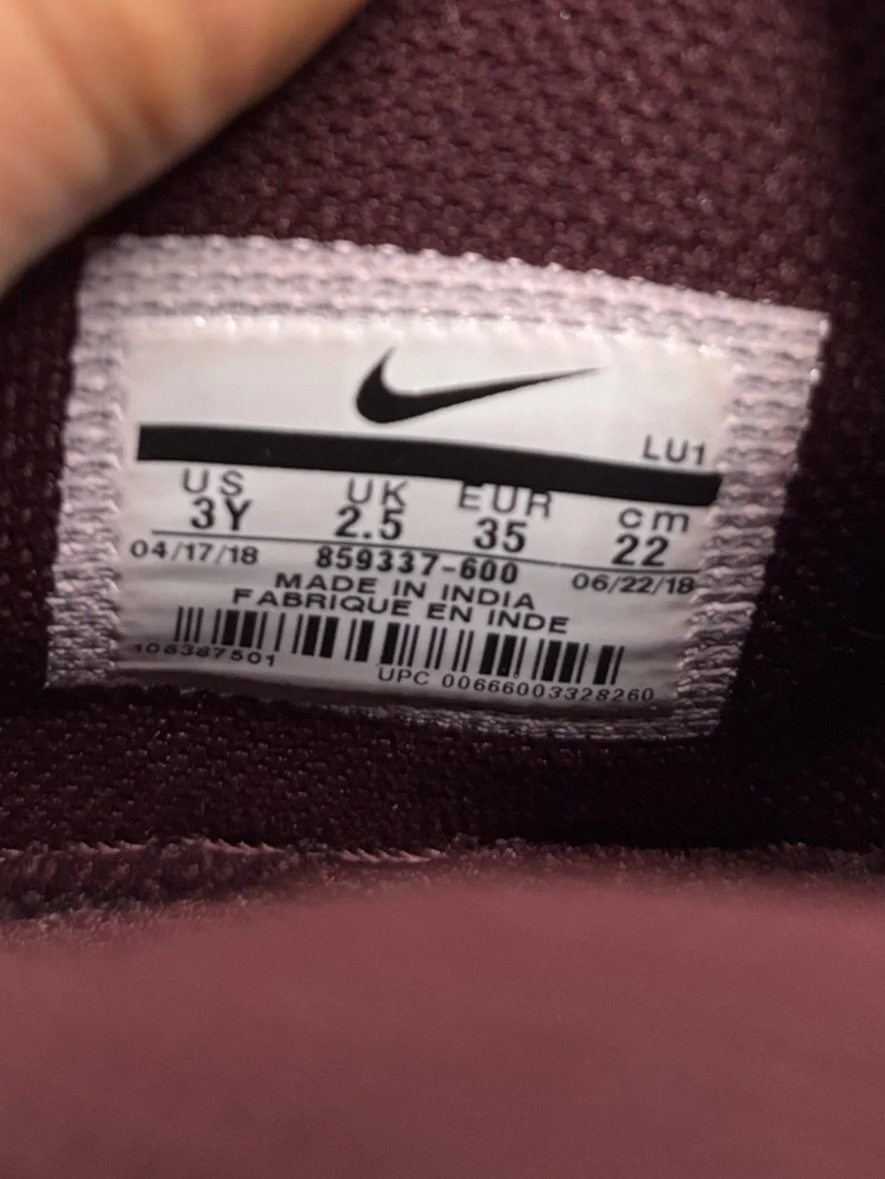 Nike Air Force 1 Mid LV8 Burgundy Suede Gum Sole Kids Size 3Y
